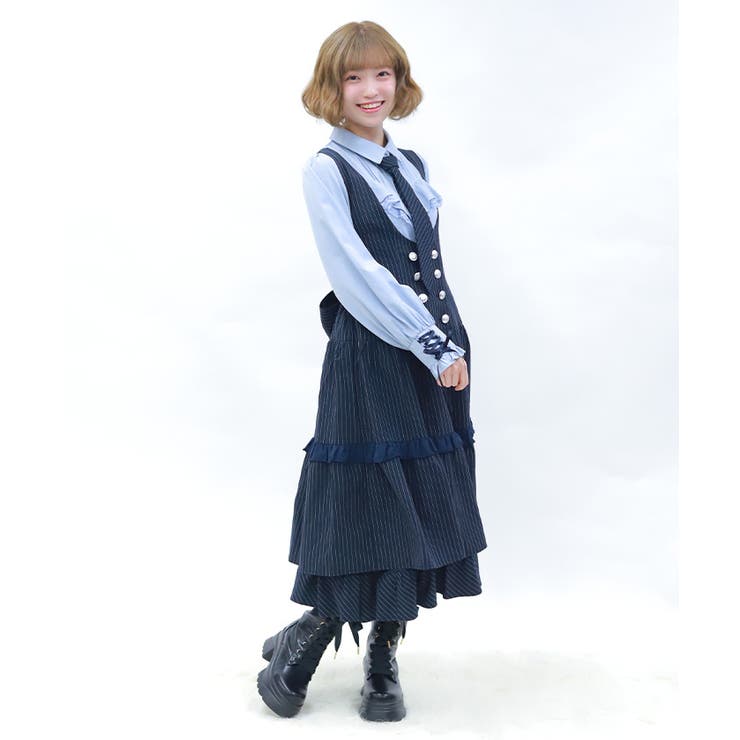 ストライプジャンスカ[品番：IGAW0007110]｜axes femme（アクシーズ