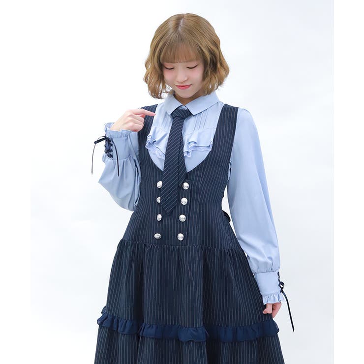 ストライプジャンスカ[品番：IGAW0007110]｜axes femme（アクシーズ