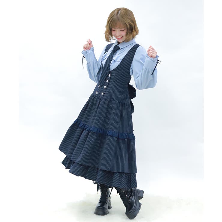 ストライプジャンスカ[品番：IGAW0007110]｜axes femme（アクシーズ