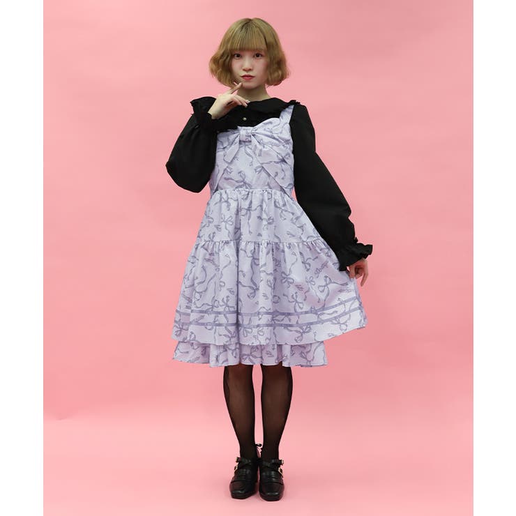 ラベンダー | リボン柄ドールジャンパースカート | axes femme