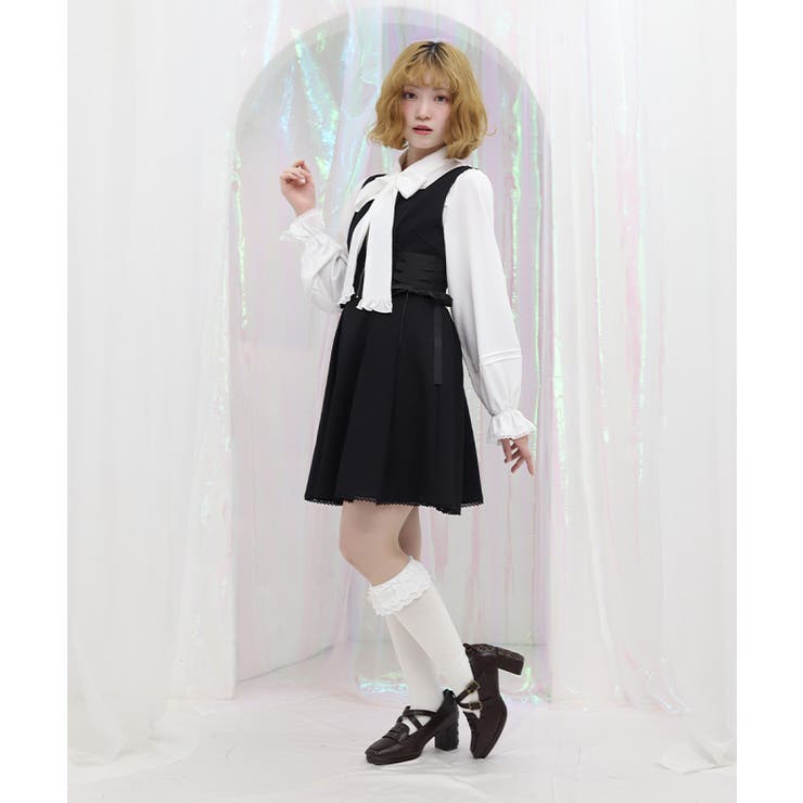 リボン付センタージップジャンパースカート | axes femme | 詳細画像6 