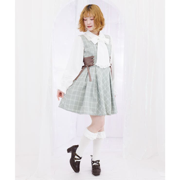 ミント | リボン付センタージップジャンパースカート | axes femme