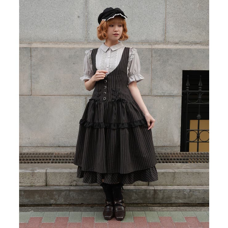 ダブルリボンストライプジャンパースカート | axes femme | 詳細画像10 