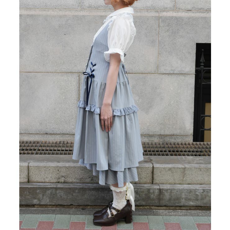 ダブルリボンストライプジャンパースカート | axes femme | 詳細画像2 