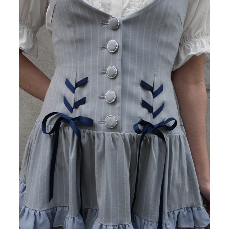 ダブルリボンストライプジャンパースカート | axes femme | 詳細画像4 