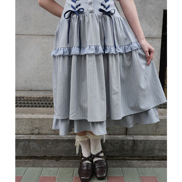 ダブルリボンストライプジャンパースカート | axes femme | 詳細画像5 