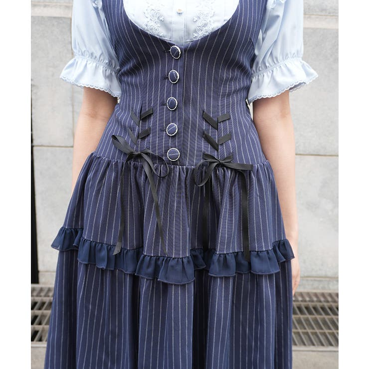 ダブルリボンストライプジャンパースカート | axes femme | 詳細画像7 