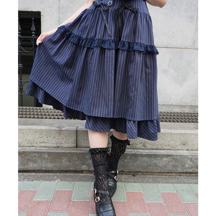 ダブルリボンストライプジャンパースカート | axes femme | 詳細画像8 