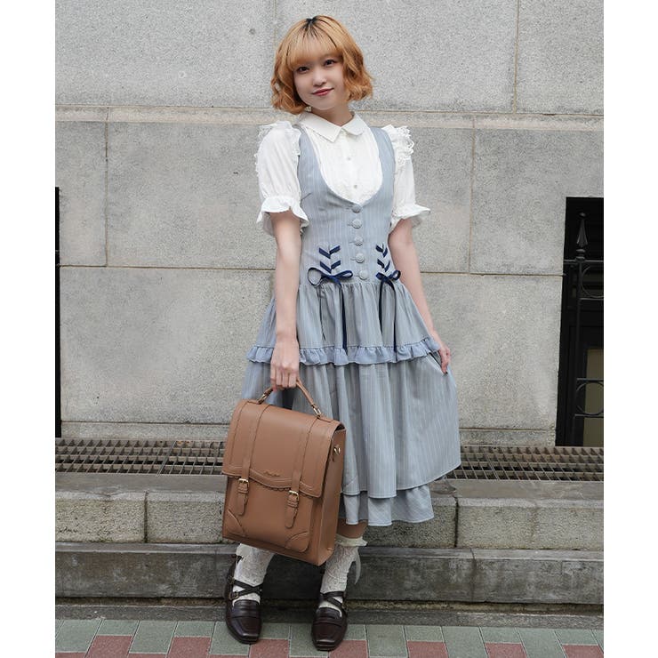 ダブルリボンストライプジャンパースカート | axes femme | 詳細画像9 