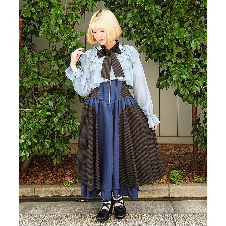 バイカラーストライプジャンパースカート | axes femme | 詳細画像10 
