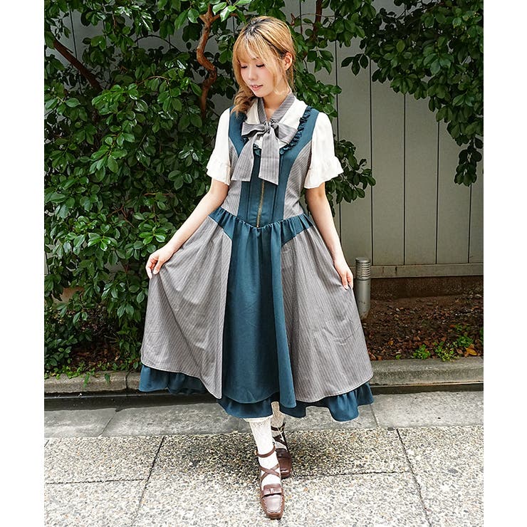バイカラーストライプジャンパースカート | axes femme | 詳細画像12 