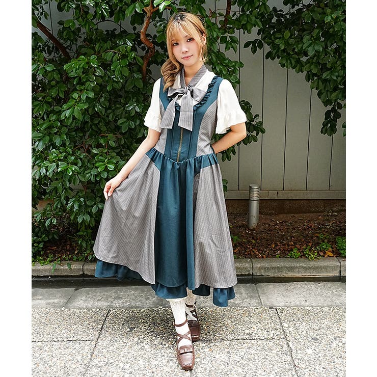 バイカラーストライプジャンパースカート | axes femme | 詳細画像13 