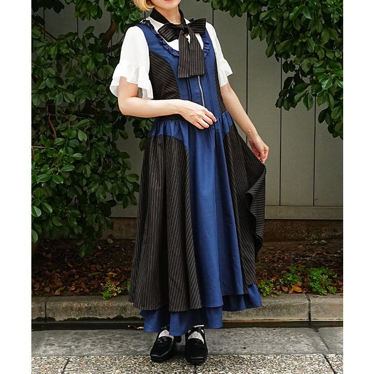 バイカラーストライプジャンパースカート | axes femme | 詳細画像4 