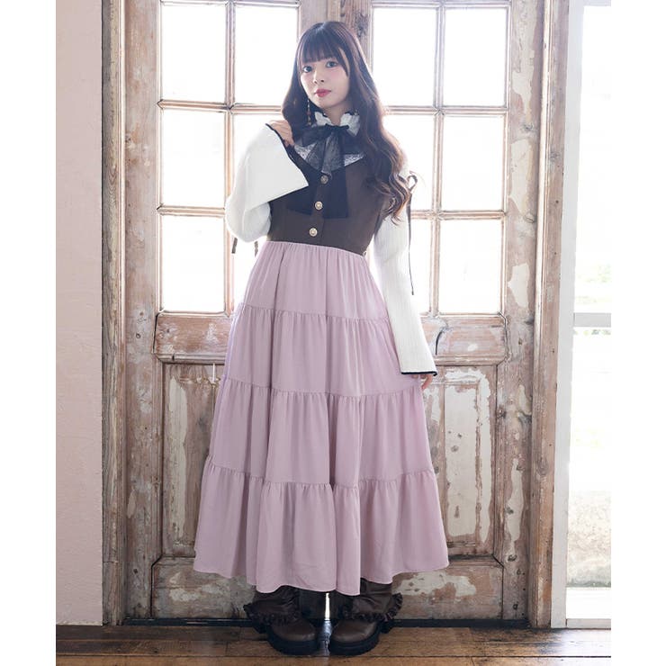 トレンチ風バイカラージャンパースカート | axes femme | 詳細画像4 