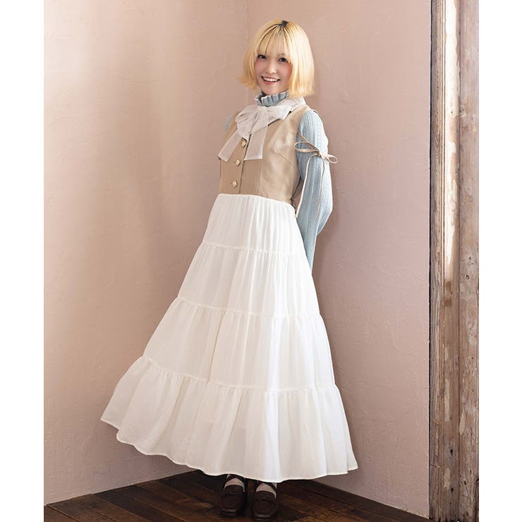 ベージュ | トレンチ風バイカラージャンパースカート | axes femme