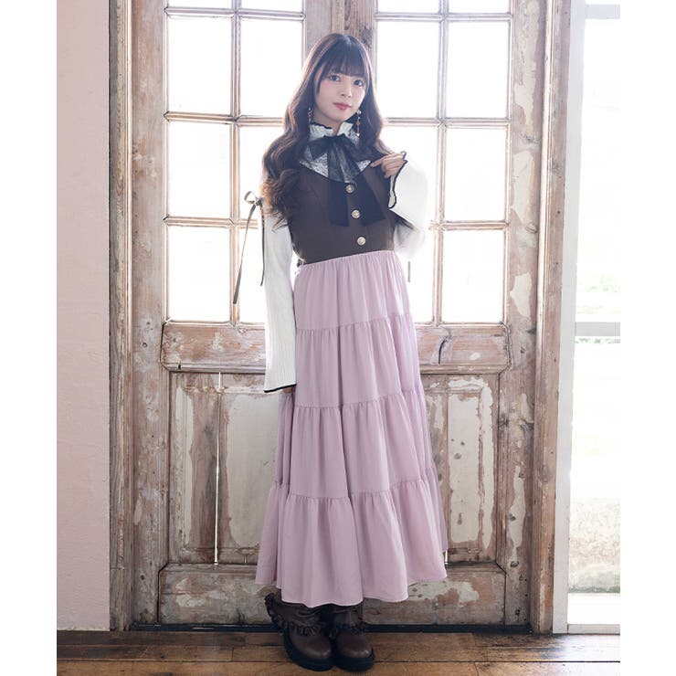 茶 | トレンチ風バイカラージャンパースカート | axes femme