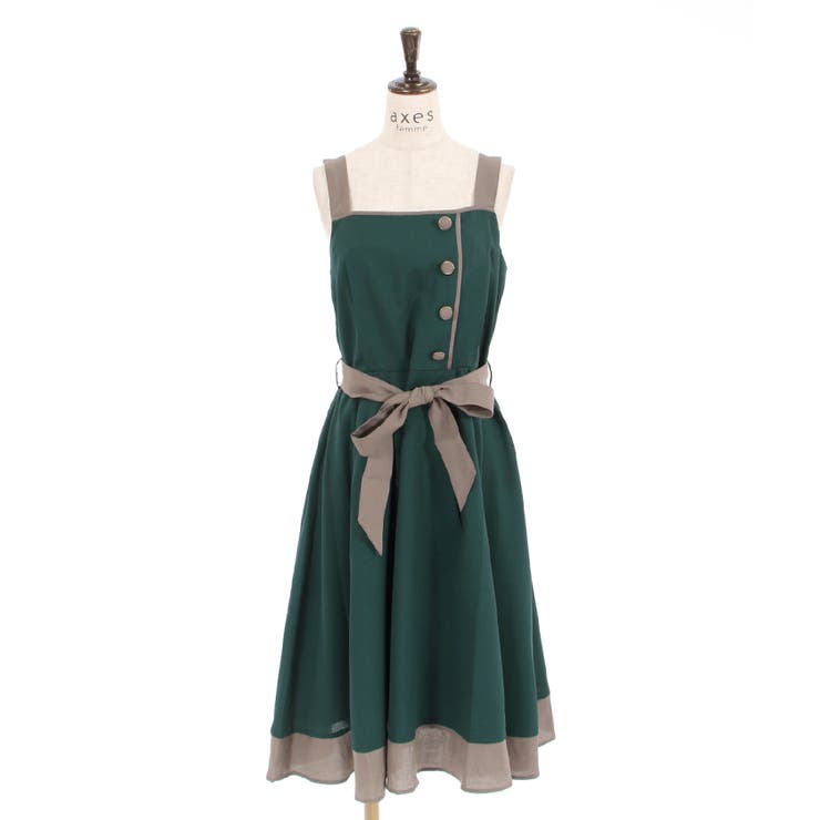【新品未使用】ロマンスローズジャンスカ/グリーン バイカラージャンスカ[品番：IGAW0002416]｜axes femme