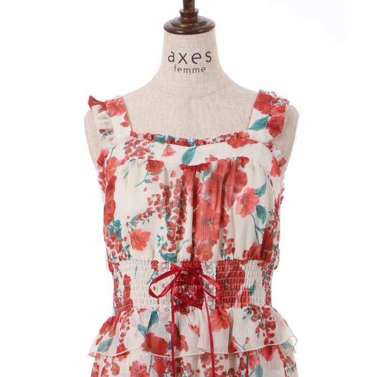 ハイビスカス柄ワンピース[品番：IGAW0003641]｜axes femme