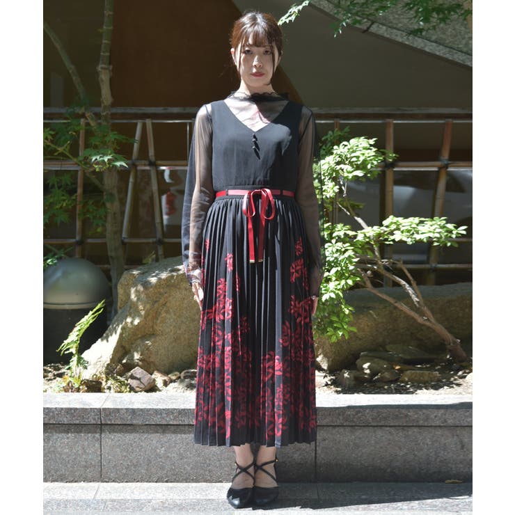 彼岸花柄プリーツジャンスカ | axes femme | 詳細画像4 