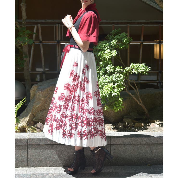 彼岸花柄プリーツジャンスカ[品番：IGAW0006717]｜axes femme