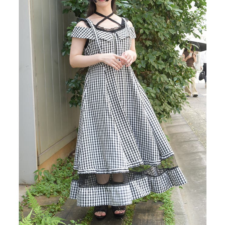 黒 | 裾チュールワンピース | axes femme