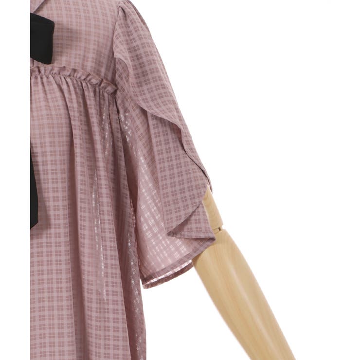 シアーチェックチュニックワンピース[品番：IGAW0003617]｜axes