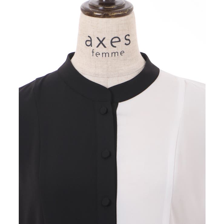バイカラー×プリーツワンピース[品番：IGAW0003876]｜axes femme