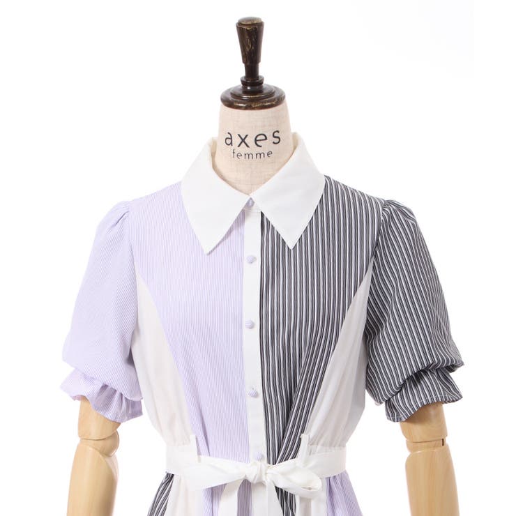 axes femme ピンクドット 半袖フリルワンピース CI361X84P_L.jpg
