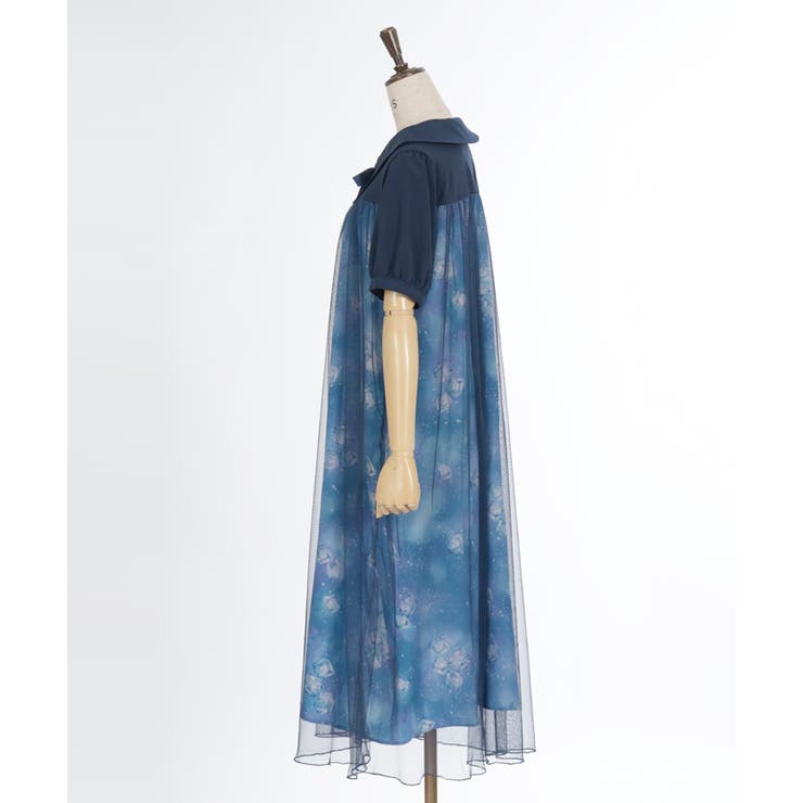 クリームソーダ柄ロングワンピース ソーダ柄シャツワンピース[品番：IGAW0005030]｜axes femme