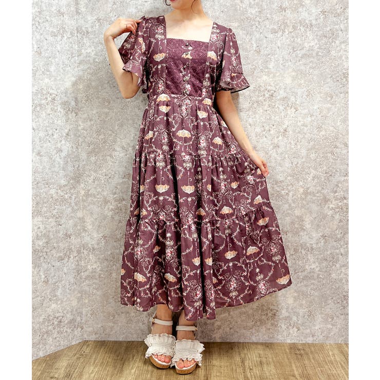 レーヌローズ柄ワンピース[品番：IGAW0005081]｜axes femme