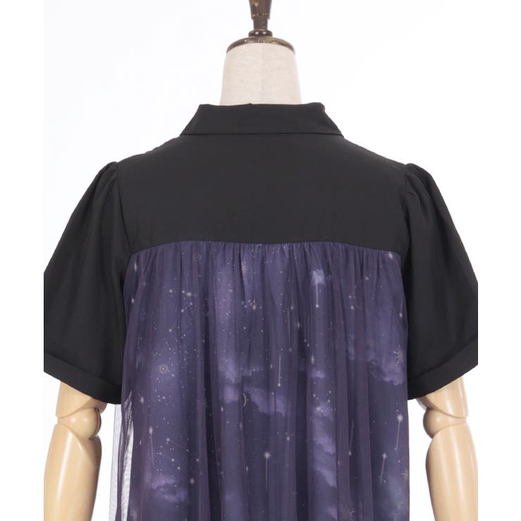 axes femme エトワール柄チュール重ねワンピース 紺 F 新品 タグ付き エトワール柄チュール重ねワンピース | outlet | axes femme