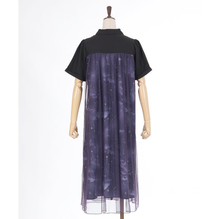 axes femme エトワール柄チュール重ねワンピース 紺 F 新品 タグ付き エトワール柄チュール重ねワンピース | outlet | axes femme