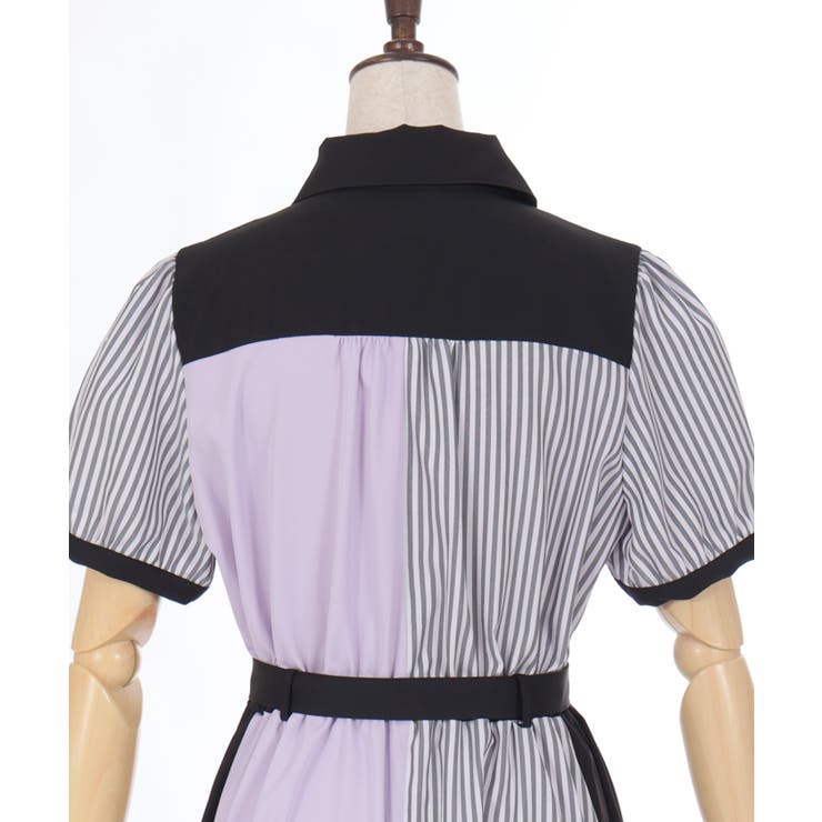 ストライプ切替シャツワンピース | axes femme | 詳細画像30 