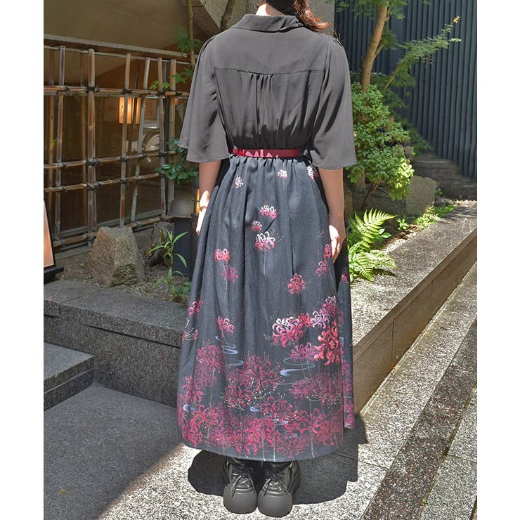 彼岸花柄ワンピース[品番：IGAW0005261]｜axes femme