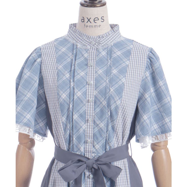 チェック切替パッチワークワンピース | axes femme | 詳細画像12 