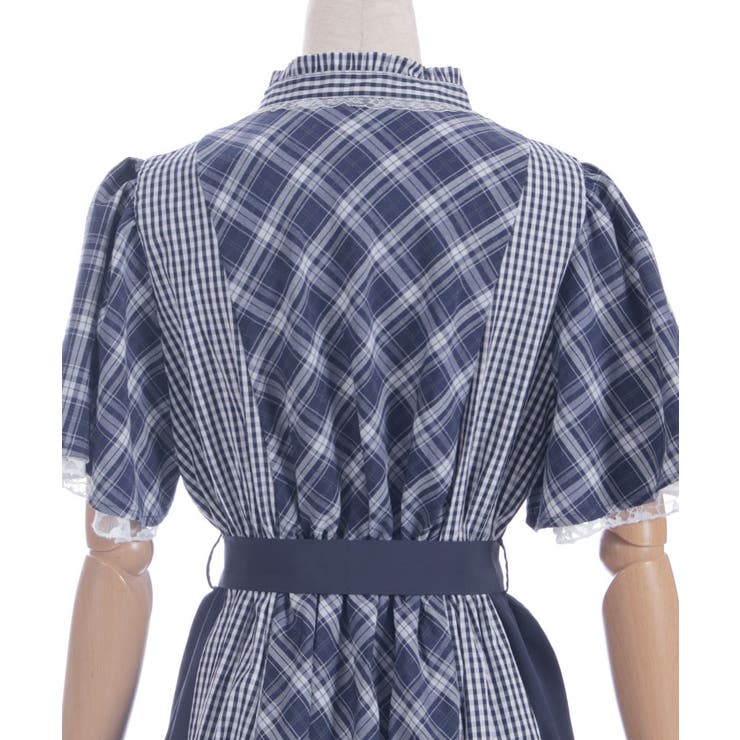 チェック切替パッチワークワンピース[品番：IGAW0006441]｜axes femme