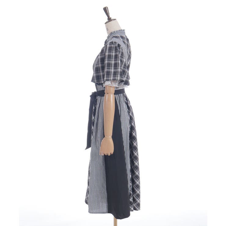 ギエモン♡パッチワーク　ワンピース チェック切替パッチワークワンピース | axes femme | axes femme