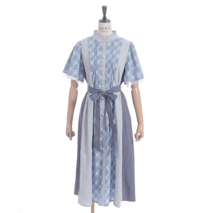 チェック切替パッチワークワンピース | axes femme | 詳細画像9 