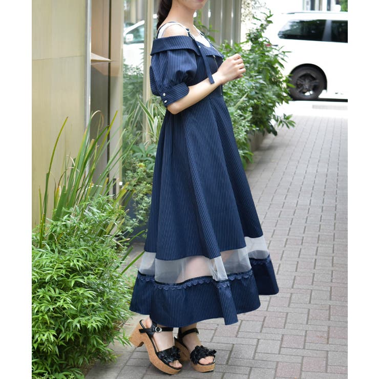 オフショル風ストライプワンピース | axes femme | 詳細画像11 