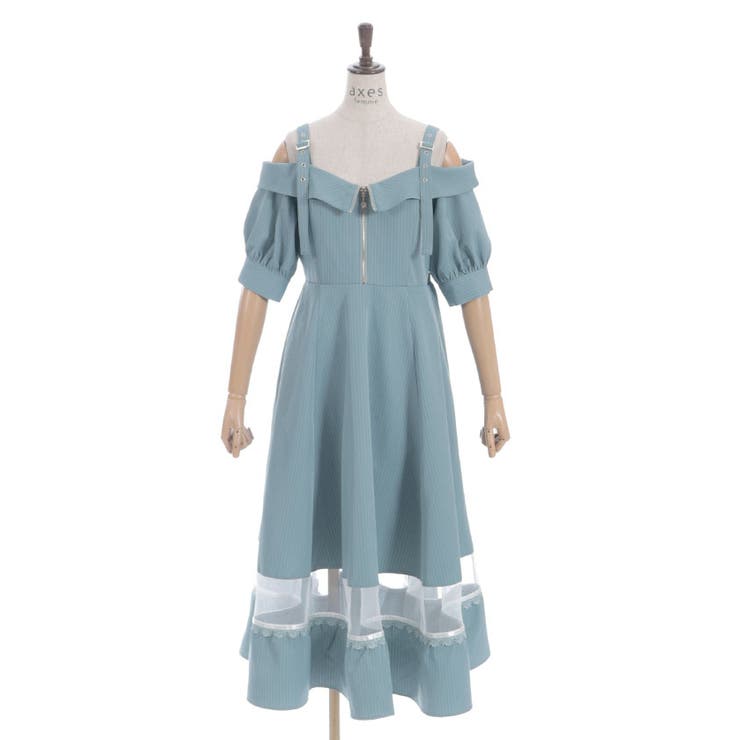 オフショル風ストライプワンピース[品番：IGAW0006493]｜axes
