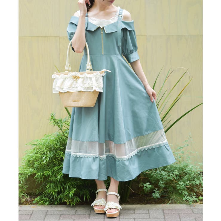 ミント | オフショル風ストライプワンピース | axes femme