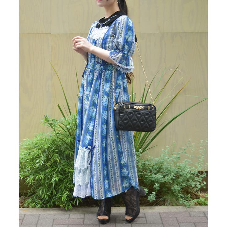axes femme ＲｏｓｙＢｅａｒ柄ワンピース グリーン Mサイズ 新品 ストライプローズ柄ワンピース | kawaii | axes femme online shop