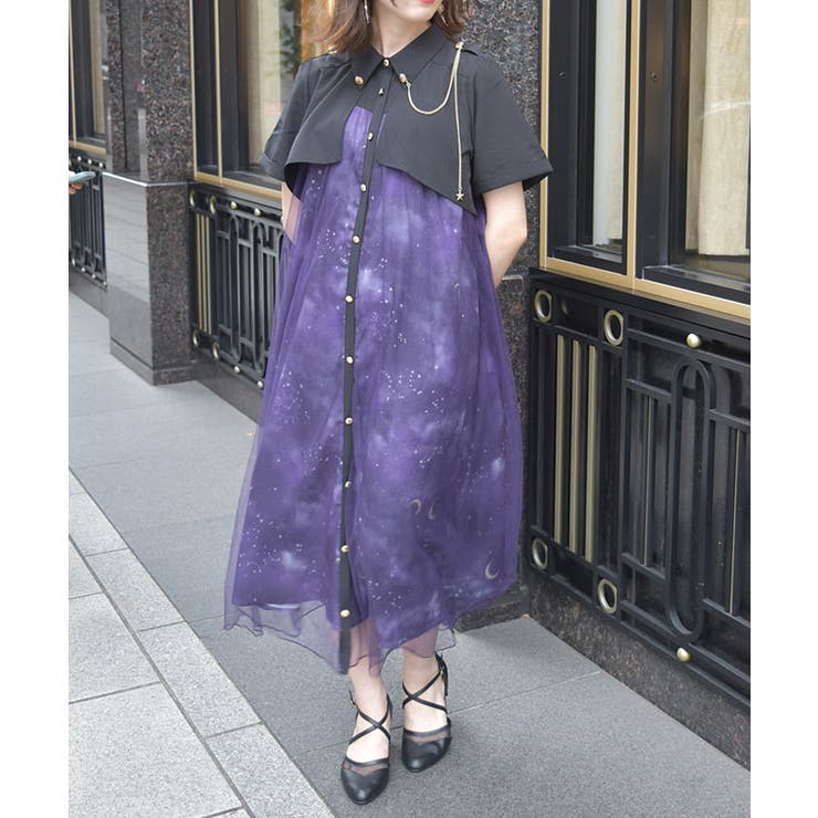 パープル | ステラプリントシャツワンピース | axes femme