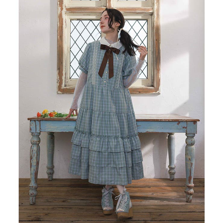 ミント | 丸襟チェックワンピース | axes femme