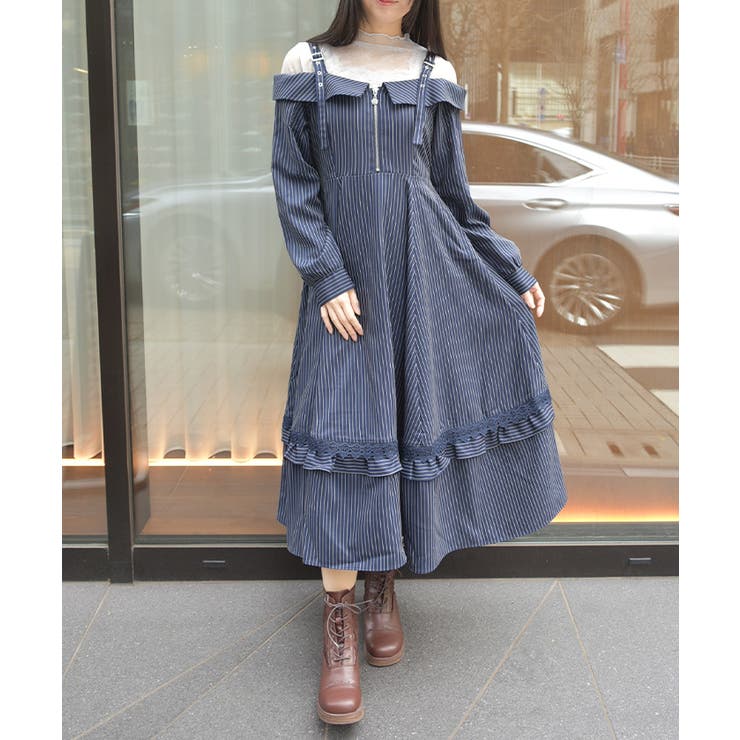 紺 | オフショル風ワンピース | axes femme