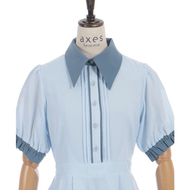 ストライプ切替シャツワンピース | axes femme | 詳細画像8 