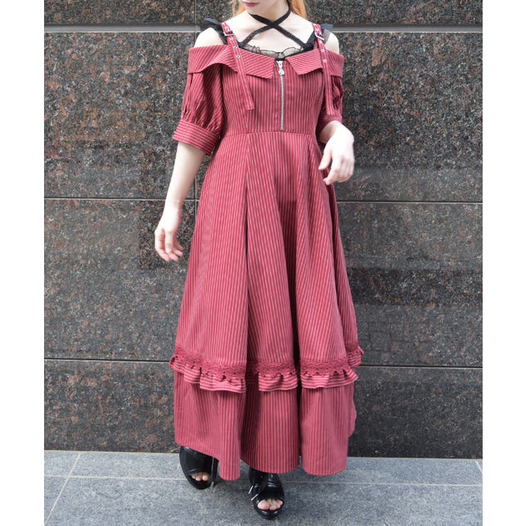 赤 | ストライプオフショルＯＰ | axes femme