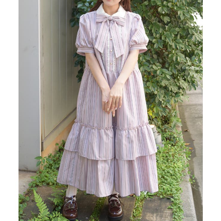 ストライプ柄ティアードワンピース | axes femme | 詳細画像5 