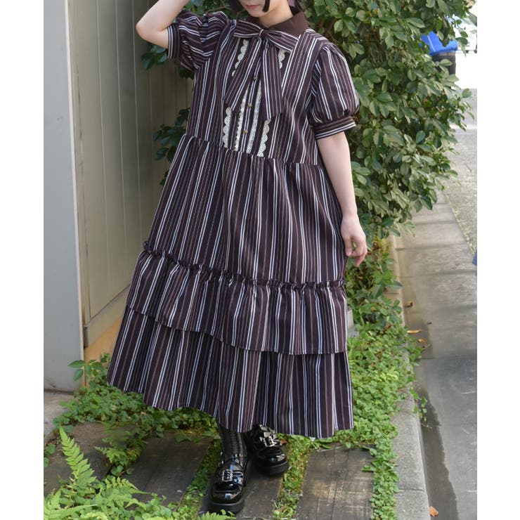 ストライプ柄ティアードワンピース | axes femme | 詳細画像6 
