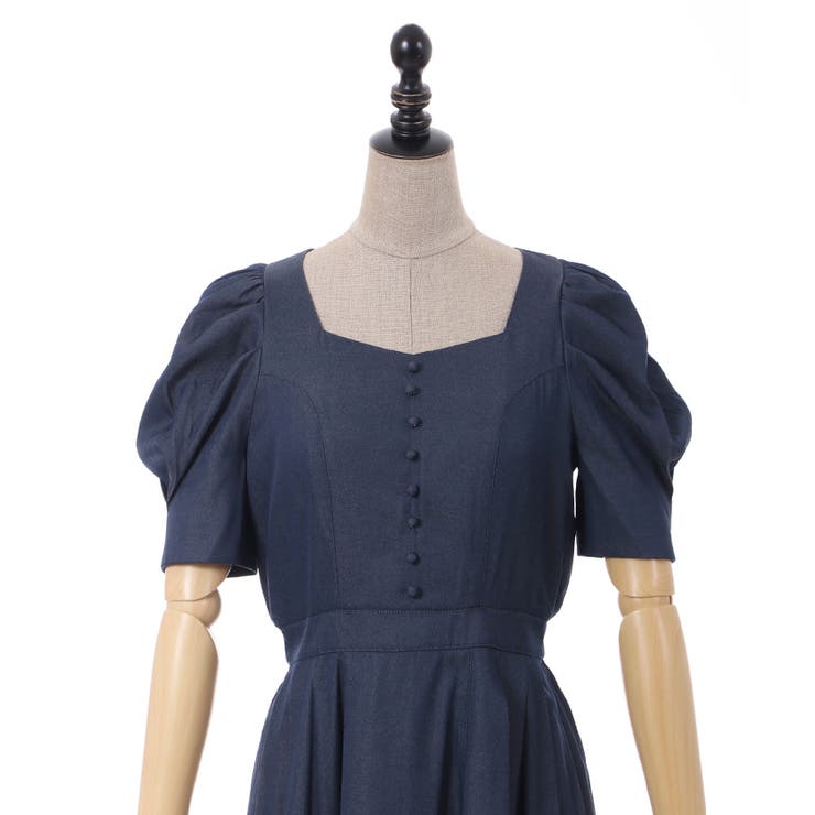 axes femme アクシーズファム パワショル半袖ワンピース インディゴ パワショル半袖ワンピース[品番：IGAW0003428]｜axes femme